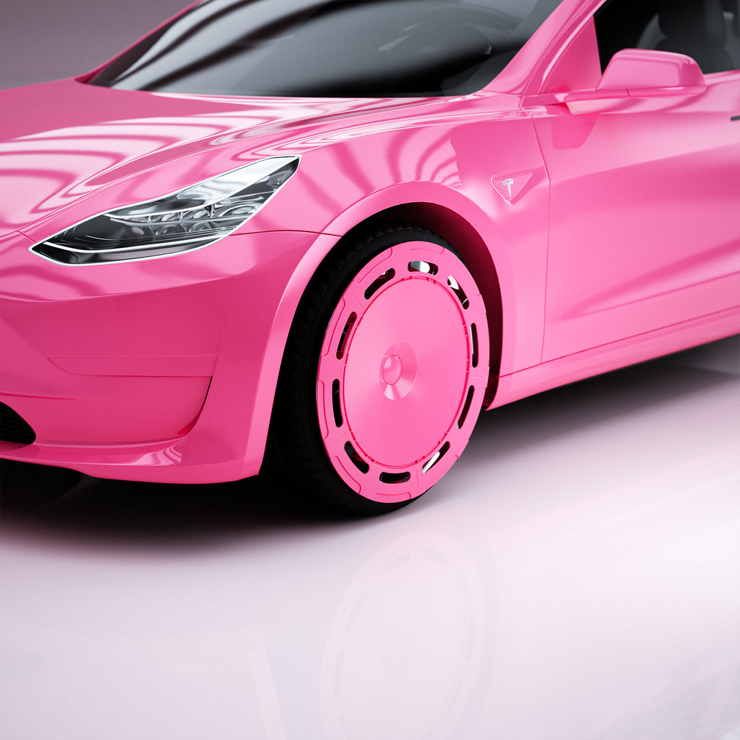 B5 Barbie Pink wheel covers for Tesla Model 3 18" or Model Y 19" hubcaps